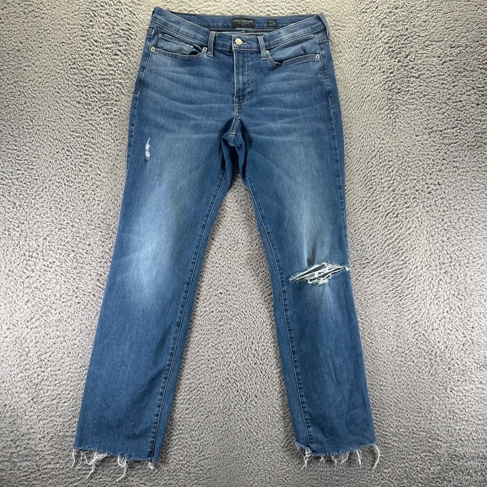 Lucky Brand Sweet Jeans Womens 10 Blue‎ Cotton Denim Straight Distressed Stretch